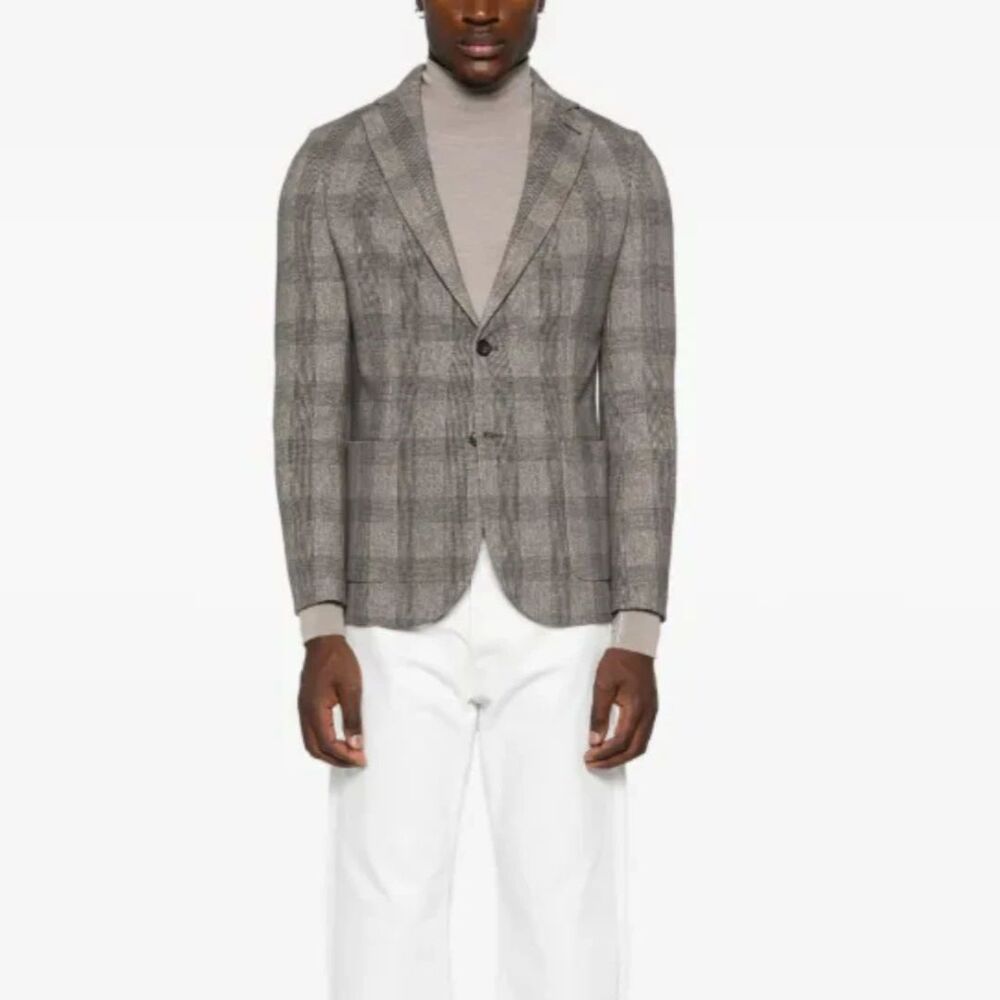 Grey Plaid Sport Coat Blazer - Men